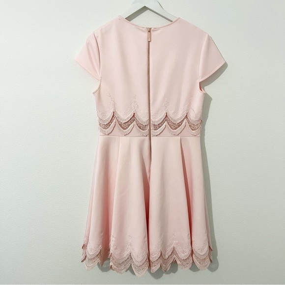 Ted Baker Rehanna Embroidered Cap Sleeve Skater Dress Pink Ted's Size 4 US 10 - Picture 7 of 8